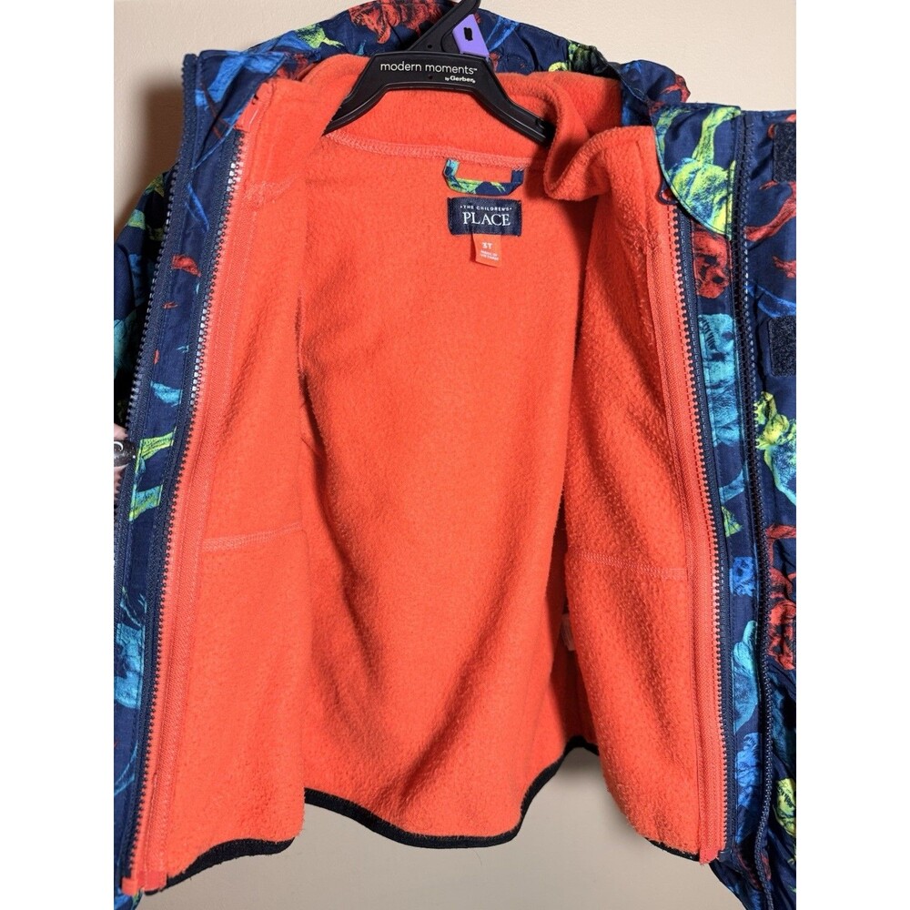 3T The Children's Place Blue Dinosaur Jacket & Matching Mittens Toddler Boys - Picture 5 of 16